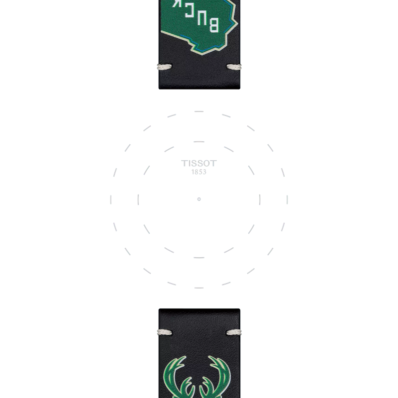 Focus on the lugs of Tissot Official Black Leather Strap Lugs 22 mm