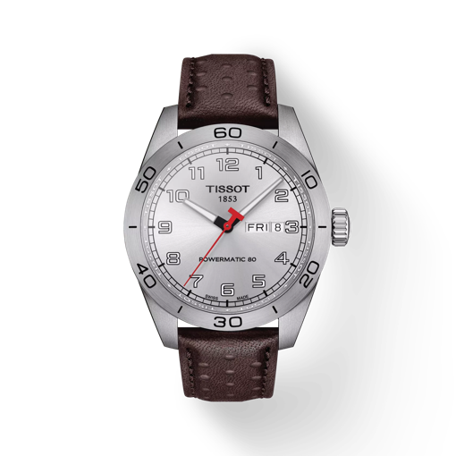 Front view of the watch Tissot PRS 516 Powermatic 80 with shadow