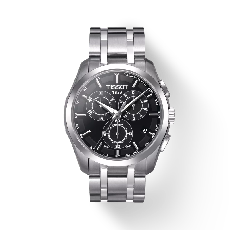 Vista frontal del reloj Tissot Couturier Chronograph con sombra