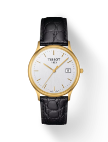 Front view of the watch Tissot Nordic Gold Gent with shadow