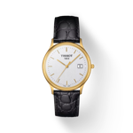 Front view of the watch Tissot Nordic Gold Gent with shadow