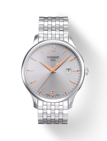 Front view of the watch Tissot Tradition with shadow