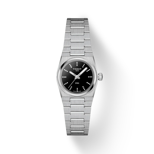 Front view of the watch Tissot PRX 25mm with shadow