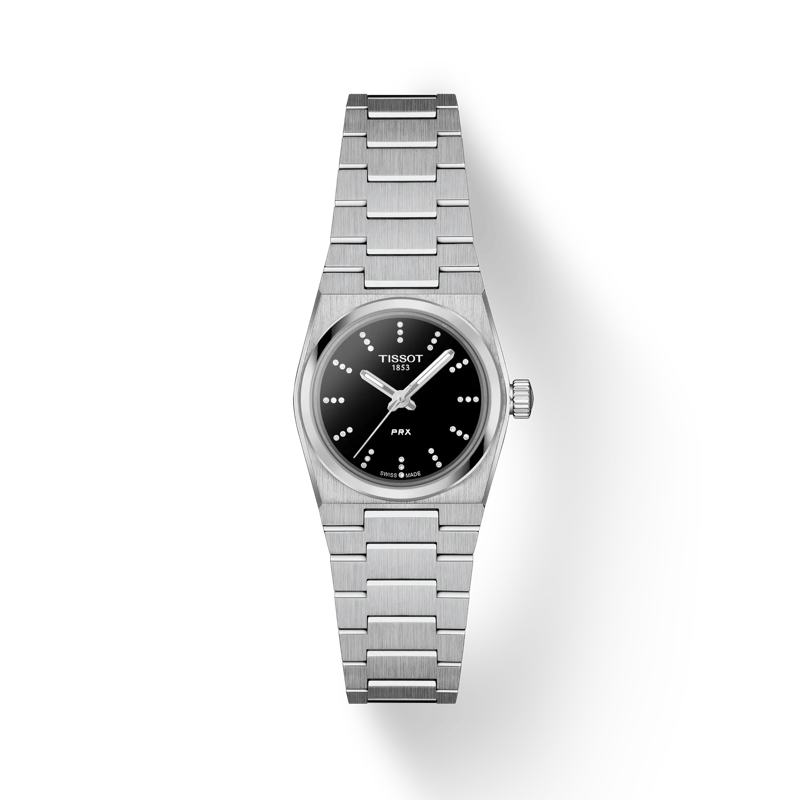 Front view of the watch Tissot PRX 25mm with shadow