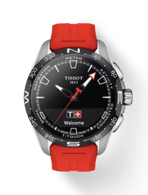 Front view of the watch Tissot T-Touch Connect Solar with shadow