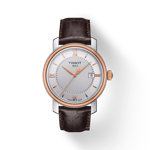 Front view of the watch Tissot Bridgeport 40mm with shadow