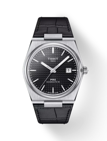 Front view of the watch Tissot PRX Powermatic 80 40mm with shadow