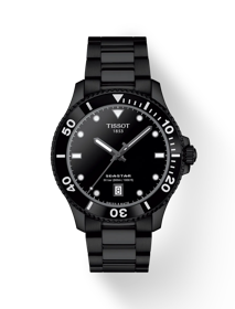 Front view of the watch Tissot Seastar 1000 Quartz 40mm with shadow