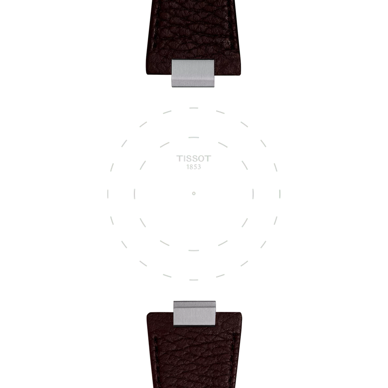 Focus on the lugs of Tissot Official Brown PRX 40mm Leather Strap With Steel Endpiece