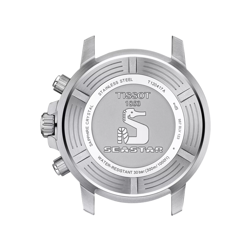 Back view of the watch case Tissot Seastar 1000 石英計時款