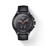 Vista frontal del reloj Tissot T-Race Cycling Vuelta 2022 Special Edition con sombra