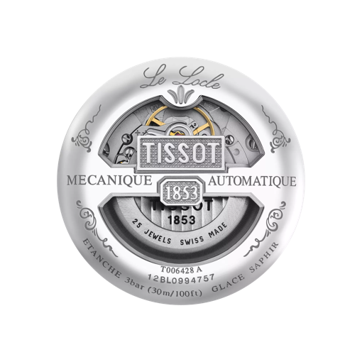 Vista posterior de la caja del reloj Tissot Le Locle Automatic Petite Seconde