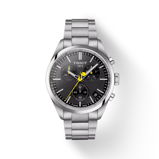 Front view of the watch Tissot PR 100 Tour de France with shadow