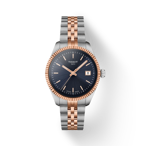 Front view of the watch Tissot Ballade 34mm with shadow