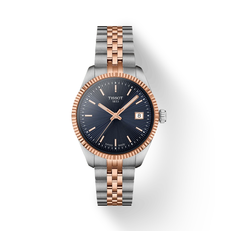 Front view of the watch Tissot Ballade 34mm with shadow