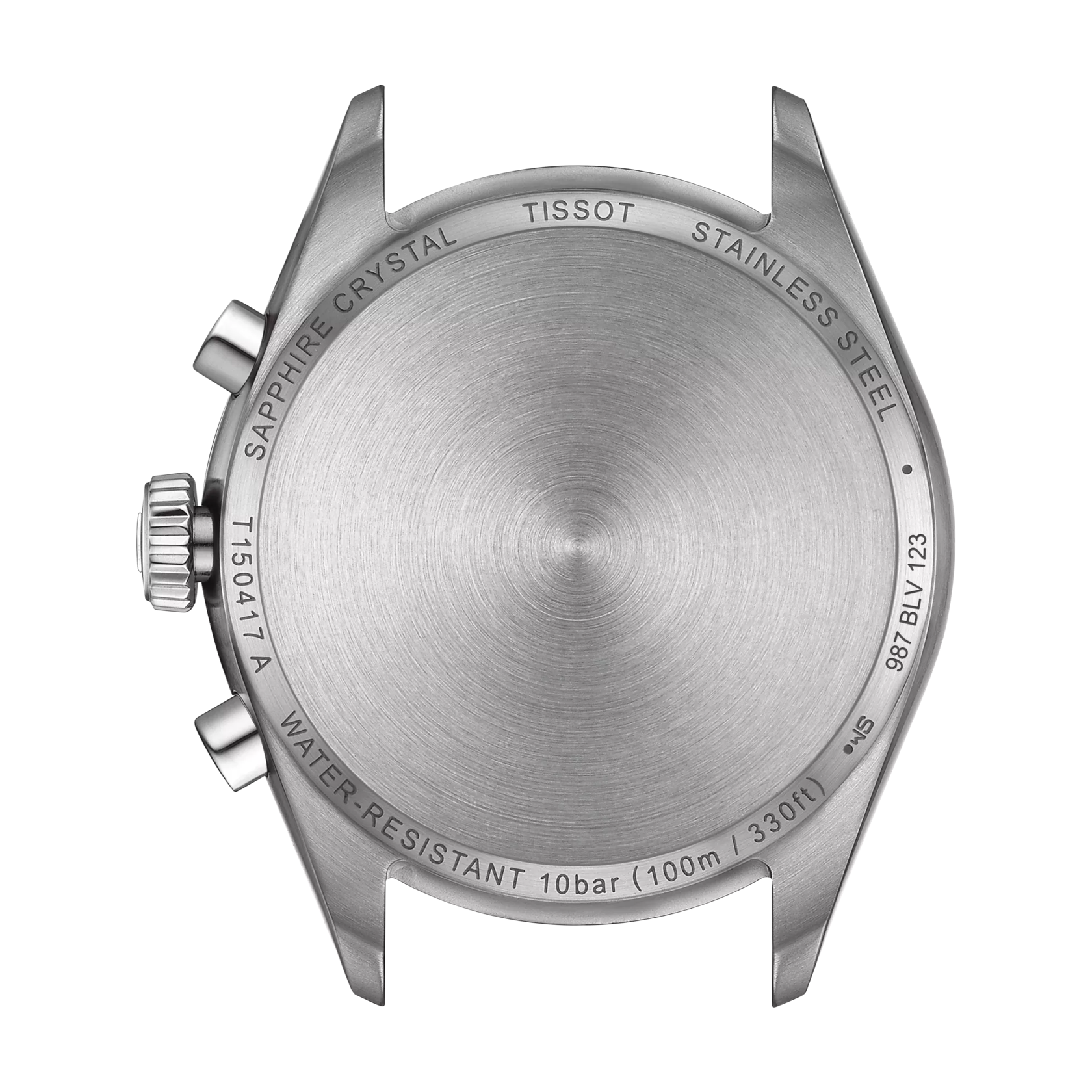 Back view of the watch case Tissot PR 100 Chronograph