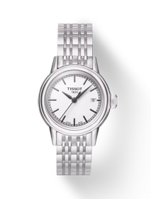 Front view of the watch Tissot Carson Lady with shadow