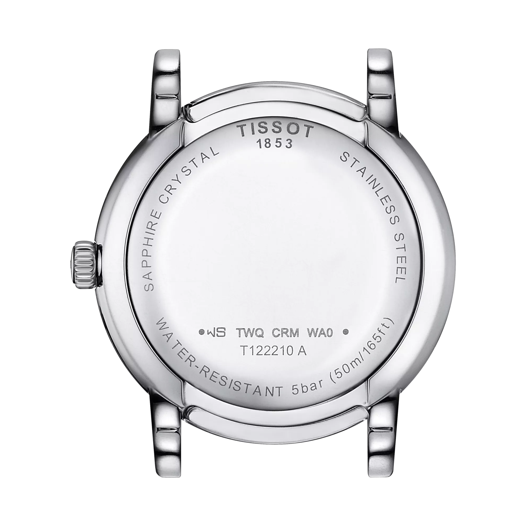 Vue arrière du boîtier de la montre Tissot Carson Premium Lady