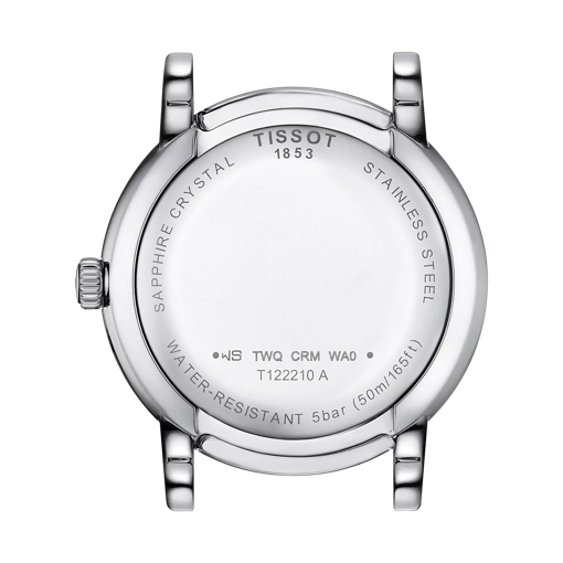 Vista posterior de la caja del reloj Tissot Carson Premium Lady
