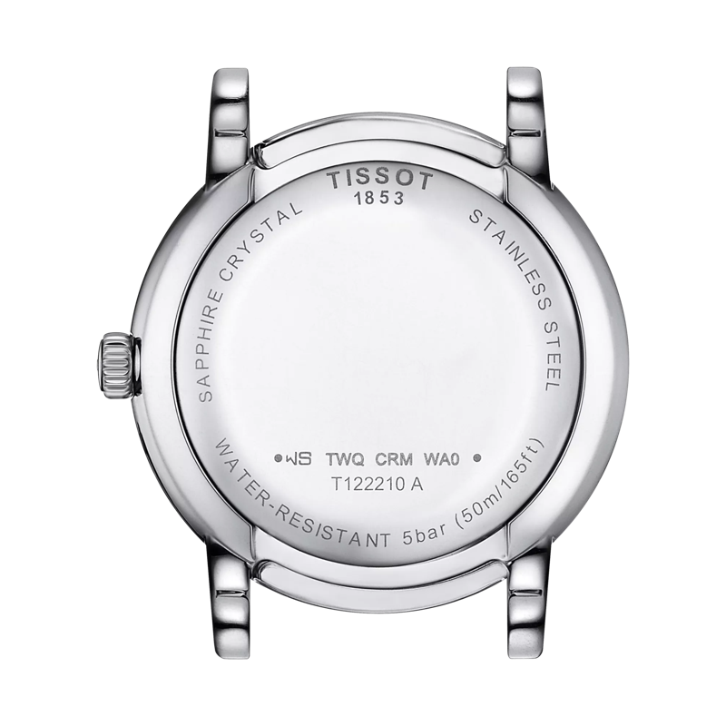 Vue arrière du boîtier de la montre Tissot Carson Premium Lady