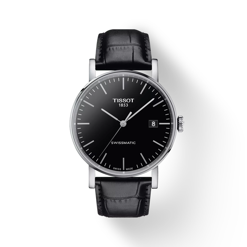 Front view of the watch Tissot Everytime Swissmatic 40mm with shadow