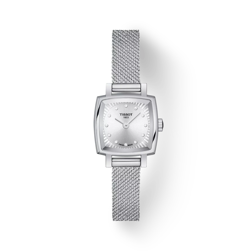 Front view of the watch Tissot Lovely Square with shadow