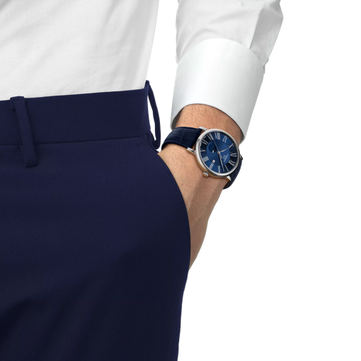 Simulation of the watch Tissot Carson Premium Gent Moonphase on a wrist