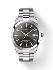 Front view of the watch Tissot Gentleman Powermatic 80 Silicium with shadow