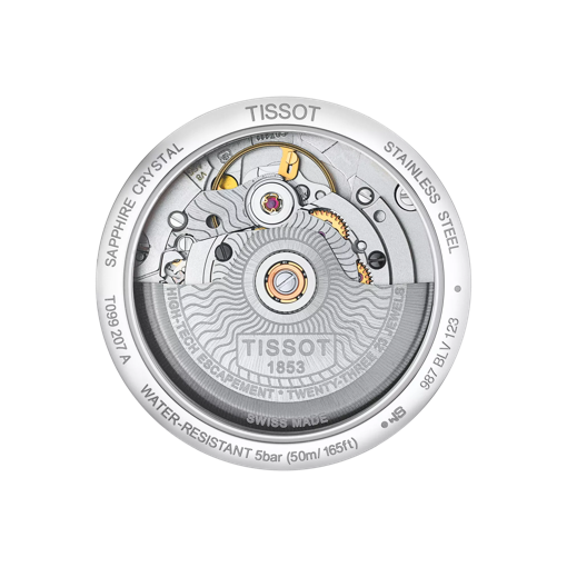 Back view of the watch case Tissot Chemin des Tourelles Powermatic 80 Lady