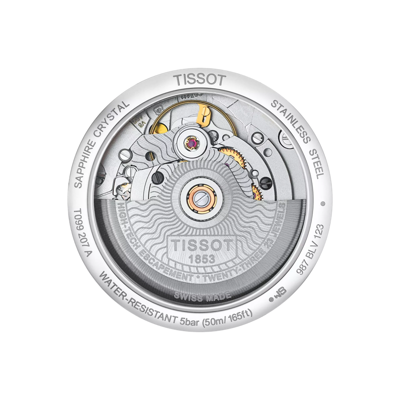 Back view of the watch case Tissot Chemin des Tourelles Powermatic 80 Lady