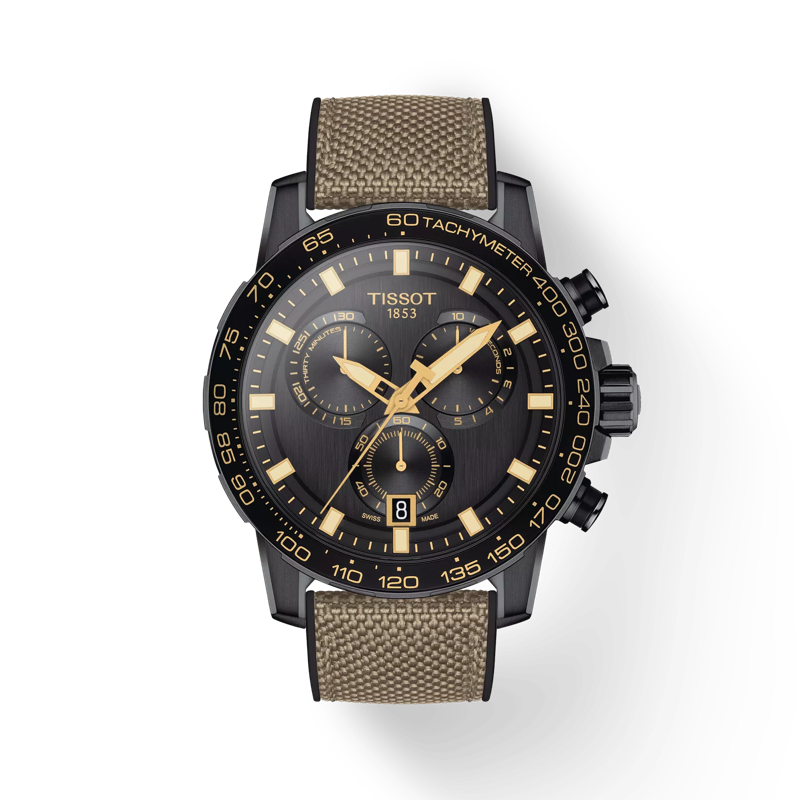 Vorderansicht der Uhr Tissot Supersport Chrono mit Schatten
