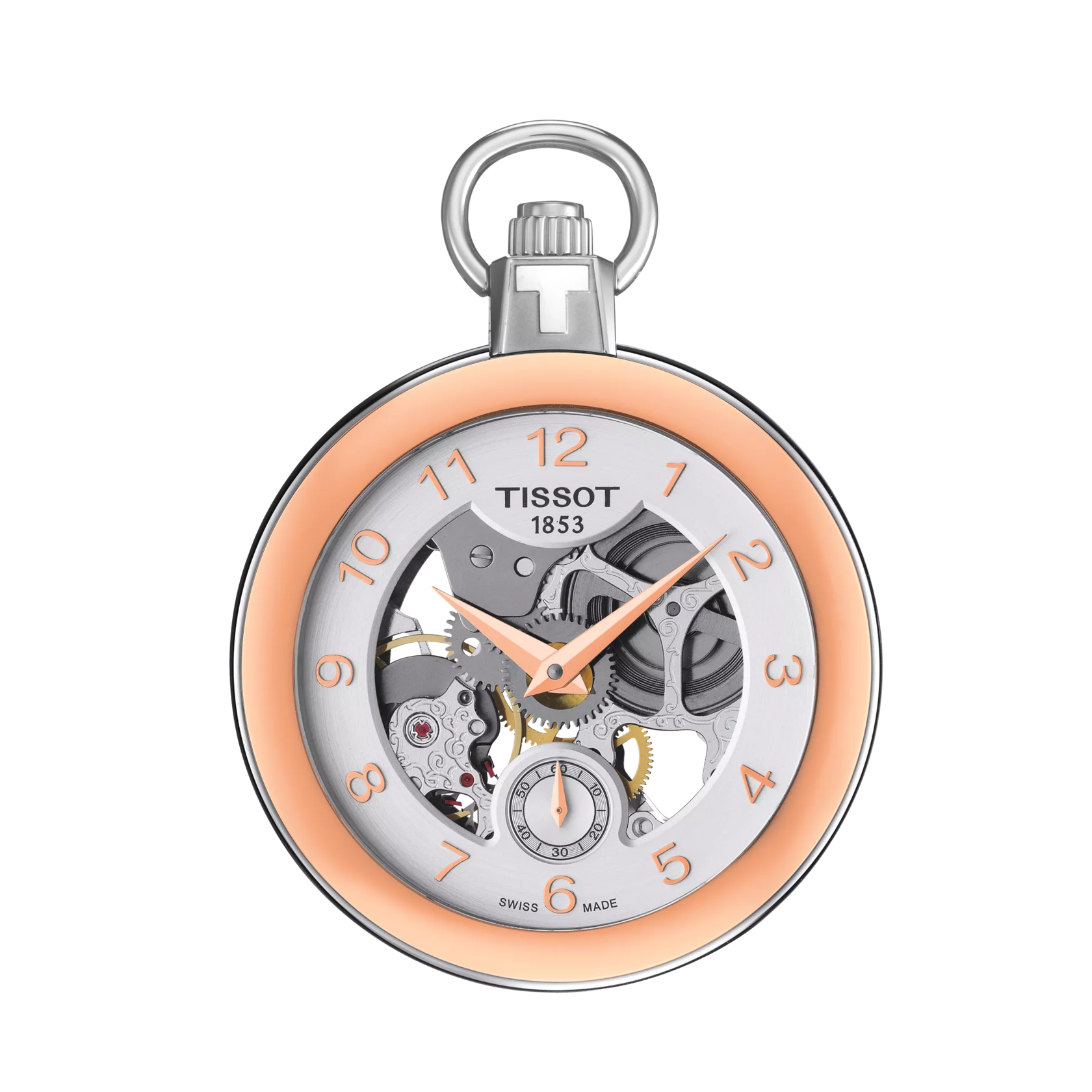 Vista frontal del reloj Tissot Pocket Mechanical Skeleton