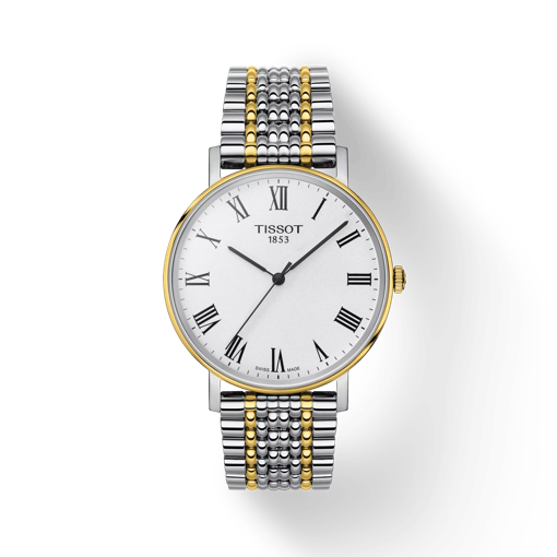 Front view of the watch Tissot Everytime 38mm with shadow