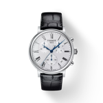 Front view of the watch Tissot Carson Premium Chronograph with shadow