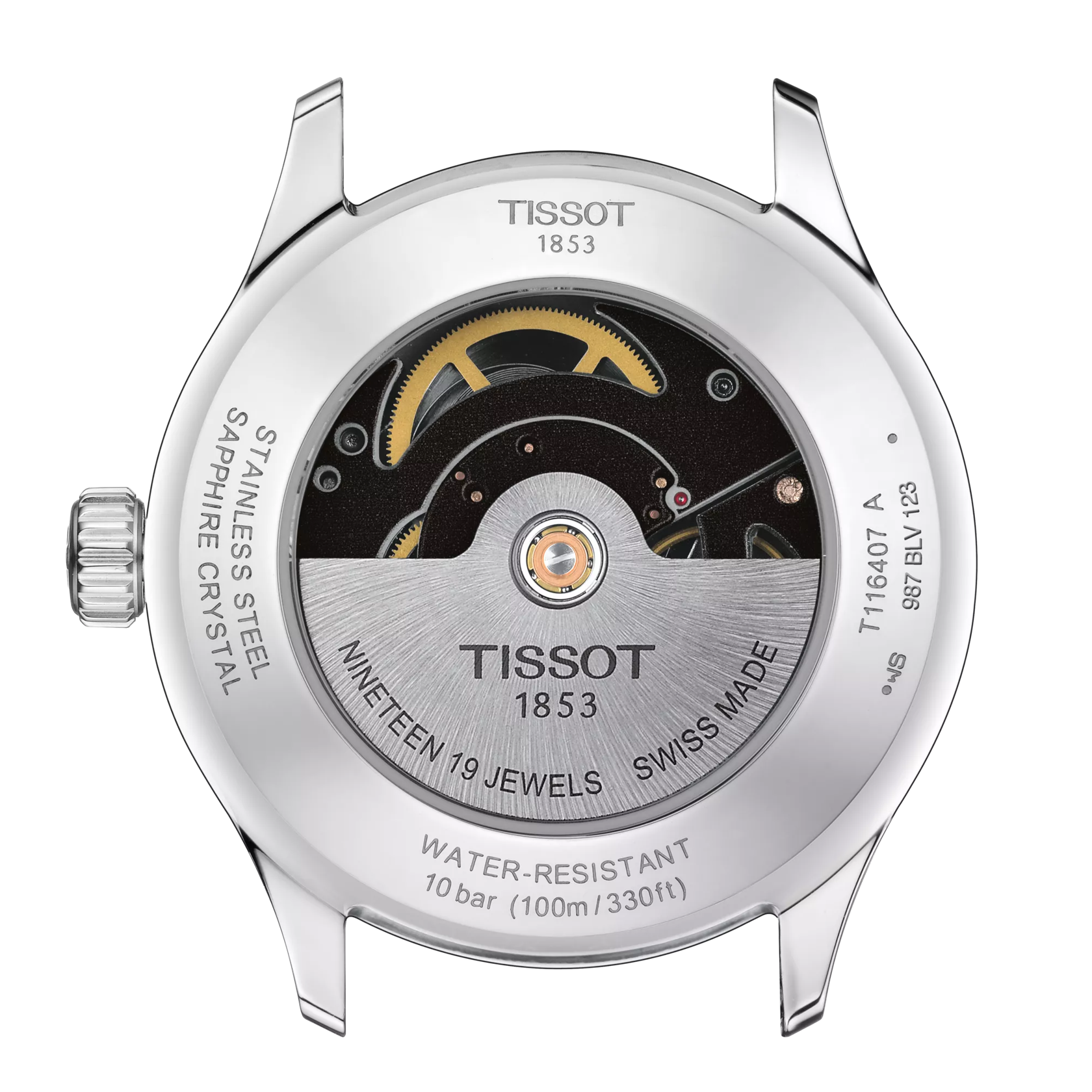 Back view of the watch case Tissot Gent XL Swissmatic