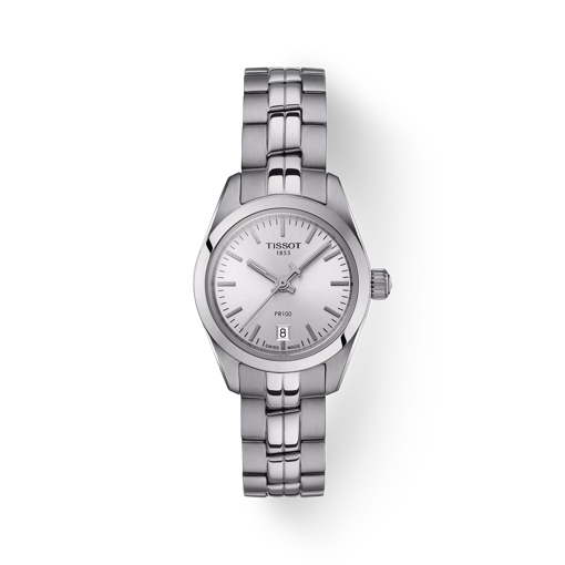 Front view of the watch Tissot PR 100 Lady Small with shadow