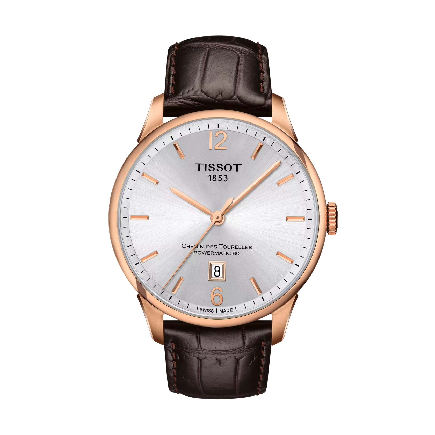Front view of the watch Tissot Chemin des Tourelles Powermatic 80