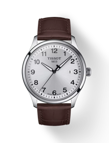 Front view of the watch Tissot Gent XL Classic with shadow