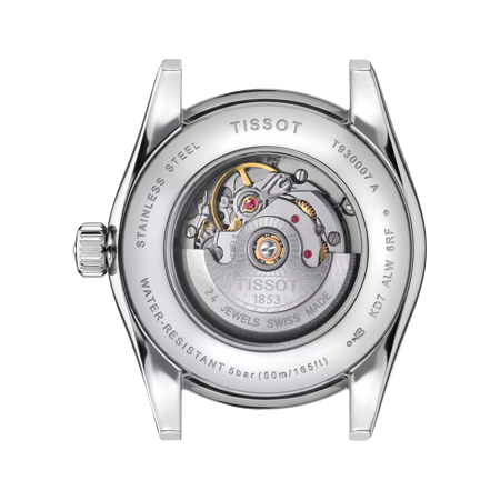 Back view of the watch case Tissot T-My Lady 自動款 18K金錶圈