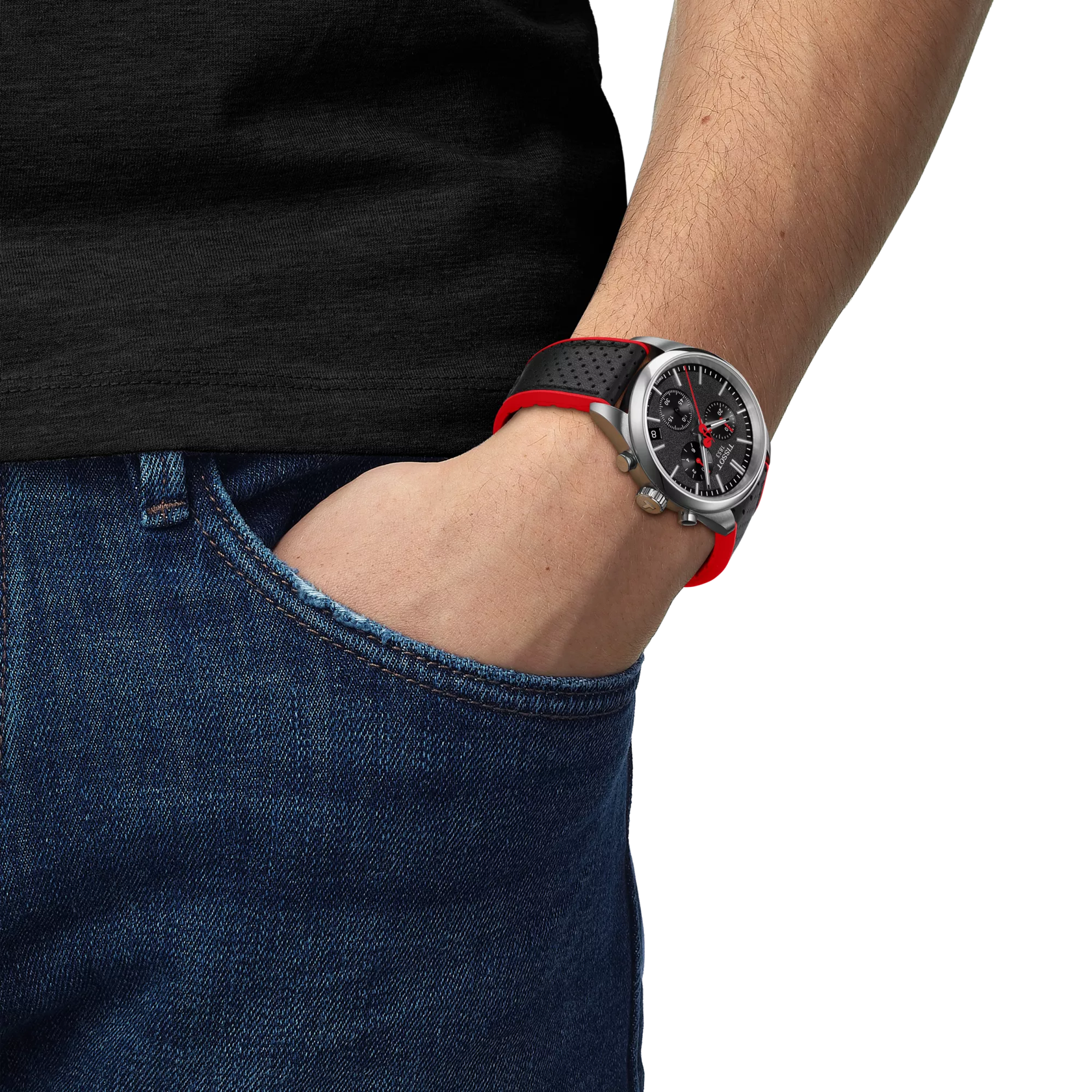 Simulation of the watch Tissot PR 100 Vuelta on a wrist