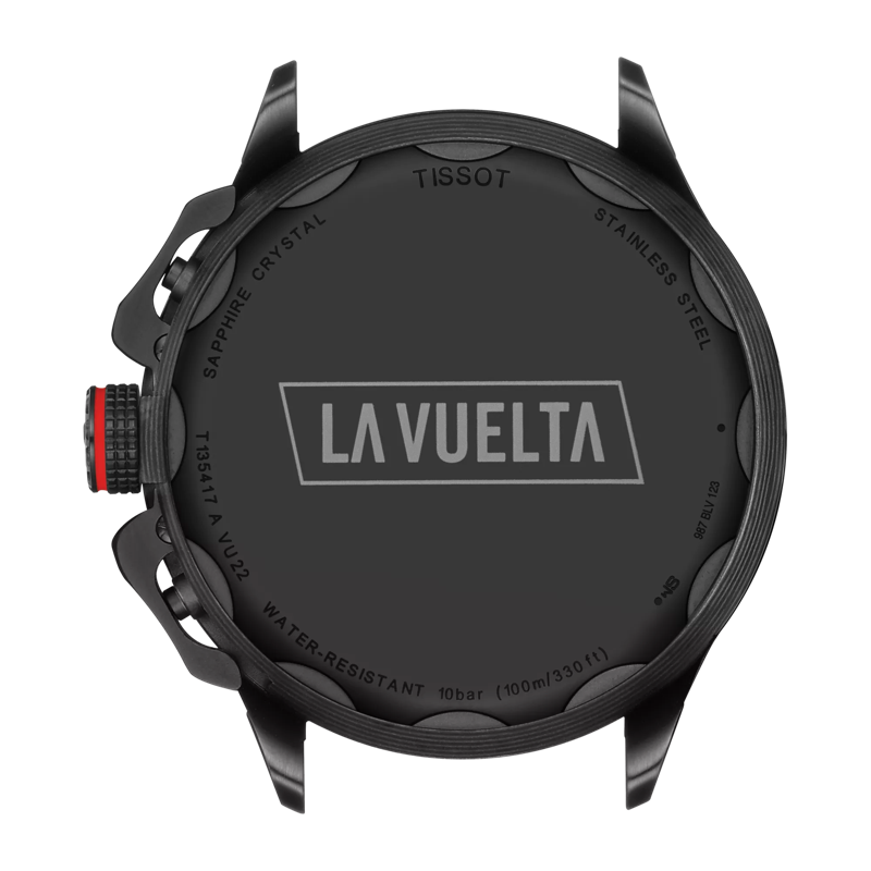 Back view of the watch case Tissot T-Race Cycling Vuelta 2023
