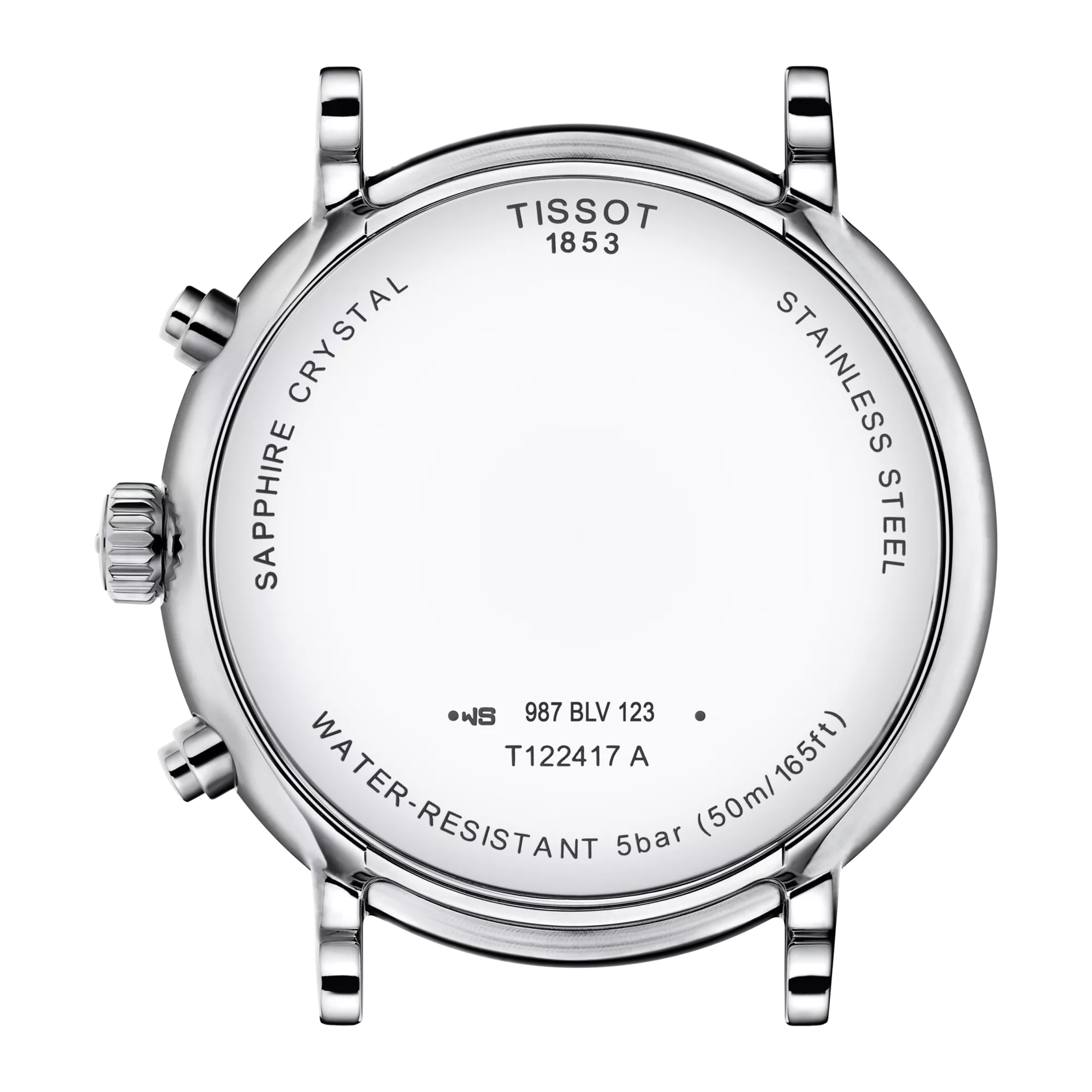 Back view of the watch case Tissot Carson Premium Chronograph