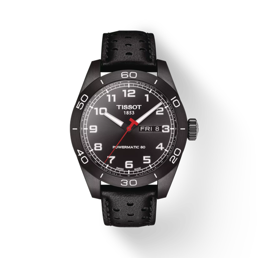 Front view of the watch Tissot PRS 516 Powermatic 80 with shadow