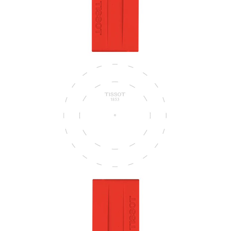 Focus on the lugs of Tissot Official Red Silicone Strap Lugs 22 mm