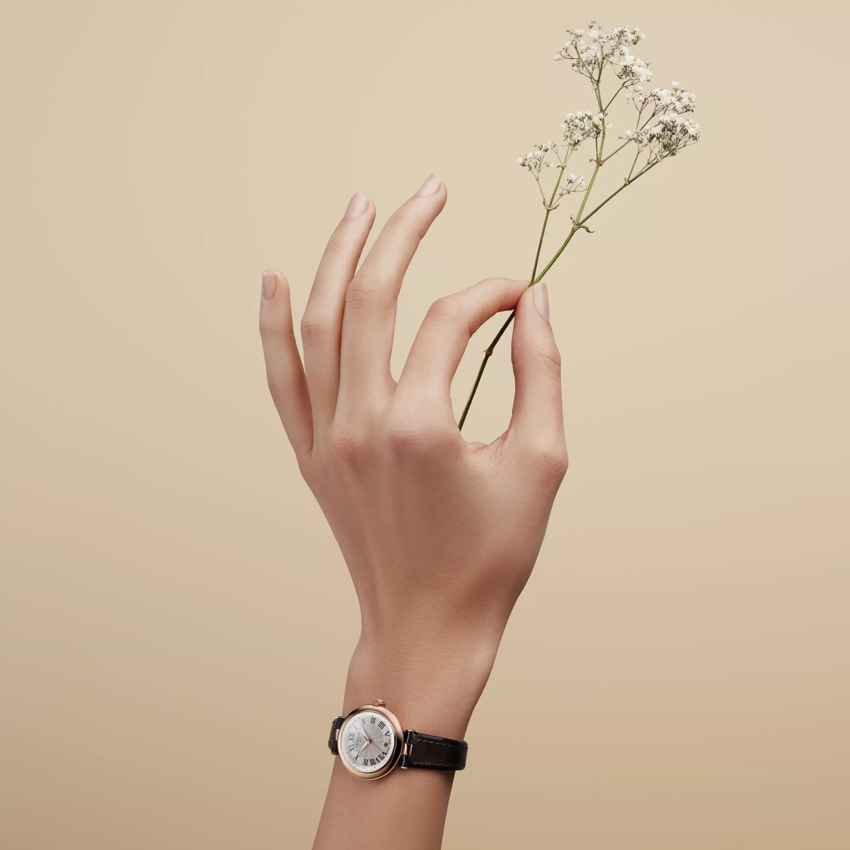 Tissot Bellissima Small 26mm watch on a colored background