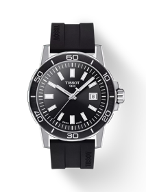 Vista frontal del reloj Tissot Supersport Gent con sombra