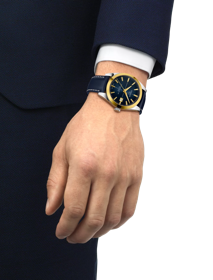 Simulation of the watch TISSOT ジェントルマン オートマティック パワーマティック80 シリシウム 18K ゴールド on a wrist