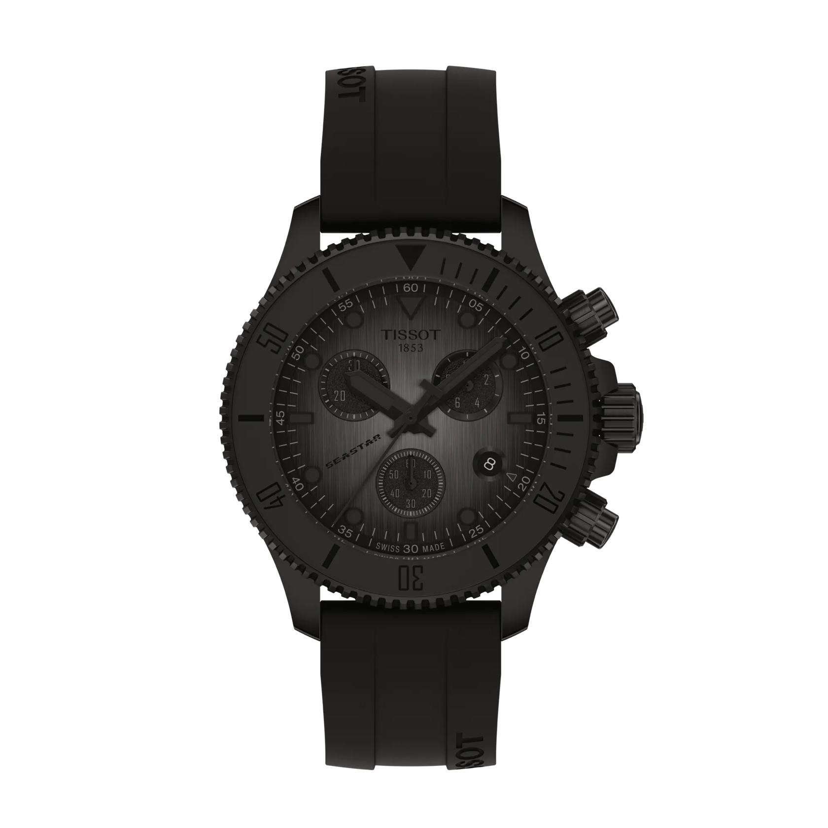 Front view of the watch Tissot Seastar 1000 Quartz Chronograph 38mm