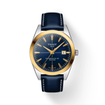 Front view of the watch Tissot Gentleman Powermatic 80 Silicium Solid 18K Gold Bezel with shadow