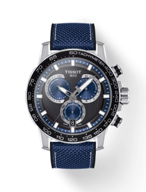 Front view of the watch Tissot Supersport Chrono with shadow